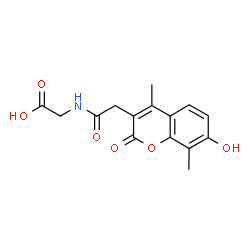 ChemSpider 2D Image | N-[(7-Hydroxy-4,8-dimethyl-2-oxo-2H-chromen-3-yl)acetyl]glycine | C15H15NO6