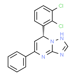 ChemSpider 2D Image | (7R)-7-(2,3-Dichlorophenyl)-5-phenyl-1,7-dihydro[1,2,4]triazolo[1,5-a]pyrimidine | C17H12Cl2N4