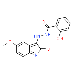 ChemSpider 2D Image | 2-Hydroxy-N'-(5-methoxy-2-oxo-2H-indol-3-yl)benzohydrazide | C16H13N3O4