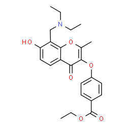 ChemSpider 2D Image | Ethyl 4-({8-[(diethylamino)methyl]-7-hydroxy-2-methyl-4-oxo-4H-chromen-3-yl}oxy)benzoate | C24H27NO6