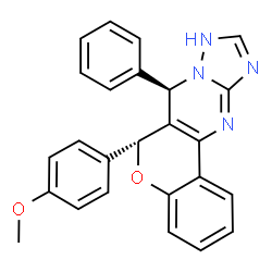 ChemSpider 2D Image | (6R,7R)-6-(4-Methoxyphenyl)-7-phenyl-7,9-dihydro-6H-chromeno[4,3-d][1,2,4]triazolo[1,5-a]pyrimidine | C25H20N4O2
