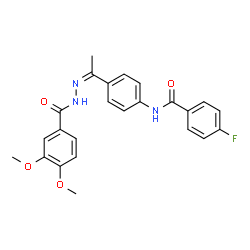 ChemSpider 2D Image | N-{4-[(1Z)-N-(3,4-Dimethoxybenzoyl)ethanehydrazonoyl]phenyl}-4-fluorobenzamide | C24H22FN3O4