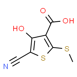 ChemSpider 2D Image | 5-Cyano-4-hydroxy-2-(methylsulfanyl)-3-thiophenecarboxylic acid | C7H5NO3S2