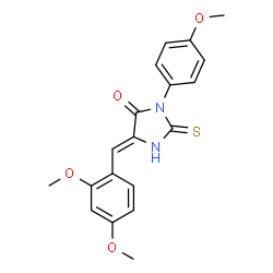 ChemSpider 2D Image | (5Z)-5-(2,4-Dimethoxybenzylidene)-3-(4-methoxyphenyl)-2-thioxo-4-imidazolidinone | C19H18N2O4S