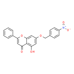 ChemSpider 2D Image | 5-Hydroxy-7-(4-nitro-benzyloxy)-2-phenyl-chromen-4-one | C22H15NO6