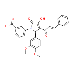 ChemSpider 2D Image | 3-{(2R)-2-(3,4-Dimethoxyphenyl)-4-hydroxy-5-oxo-3-[(2E)-3-phenyl-2-propenoyl]-2,5-dihydro-1H-pyrrol-1-yl}benzoic acid | C28H23NO7