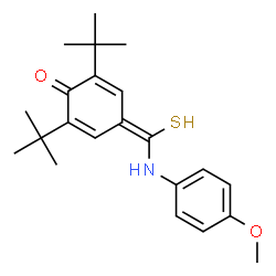 ChemSpider 2D Image | 4-{[(4-Methoxyphenyl)amino](sulfanyl)methylene}-2,6-bis(2-methyl-2-propanyl)-2,5-cyclohexadien-1-one | C22H29NO2S
