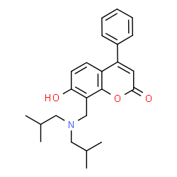ChemSpider 2D Image | 8-[(Diisobutylamino)methyl]-7-hydroxy-4-phenyl-2H-chromen-2-one | C24H29NO3
