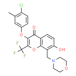 ChemSpider 2D Image | 3-(4-Chloro-3-methylphenoxy)-7-hydroxy-8-(4-morpholinylmethyl)-2-(trifluoromethyl)-4H-chromen-4-one | C22H19ClF3NO5
