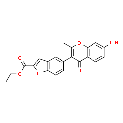 ChemSpider 2D Image | Ethyl 5-(7-hydroxy-2-methyl-4-oxo-4H-chromen-3-yl)-1-benzofuran-2-carboxylate | C21H16O6
