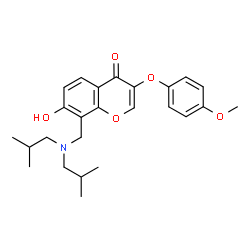 ChemSpider 2D Image | 8-[(Diisobutylamino)methyl]-7-hydroxy-3-(4-methoxyphenoxy)-4H-chromen-4-one | C25H31NO5
