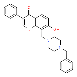ChemSpider 2D Image | 8-[(4-Benzyl-1-piperazinyl)methyl]-7-hydroxy-3-phenyl-4H-chromen-4-one | C27H26N2O3