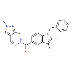 ChemSpider 2D Image | 1-Benzyl-N'-[(Z)-(1,3-dimethyl-1H-pyrazol-4-yl)methylene]-2,3-dimethyl-1H-indole-5-carbohydrazide | C24H25N5O