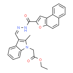 ChemSpider 2D Image | Ethyl (2-methyl-3-{(Z)-[(naphtho[2,1-b]furan-2-ylcarbonyl)hydrazono]methyl}-1H-indol-1-yl)acetate | C27H23N3O4