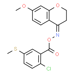 ChemSpider 2D Image | [2-Chloro-5-(methylsulfanyl)phenyl]{[(Z)-(7-methoxy-2,3-dihydro-4H-chromen-4-ylidene)amino]oxy}methanone | C18H16ClNO4S