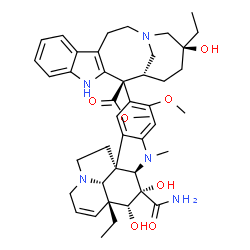 ChemSpider 2D Image | Methyl (1R,2S,16S)-2-[(2beta,3beta,4beta,5alpha,12beta,19alpha)-3-carbamoyl-3,4-dihydroxy-16-methoxy-1-methyl-6,7-didehydroaspidospermidin-15-yl]-16-ethyl-16-hydroxy-4,14-diazatetracyclo[12.4.1.0~3,11
~.0~5,10~]nonadeca-3(11),5,7,9-tetraene-2-carboxylate | C43H55N5O7