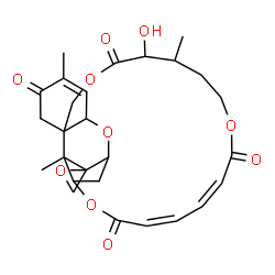 ChemSpider 2D Image | (18'Z,20'Z)-12'-Hydroxy-5',13',25'-trimethyl-6'H,11'H,17'H,22'H-spiro[oxirane-2,26'-[2,10,16,23]tetraoxatetracyclo[22.2.1.0~3,8~.0~8,25~]heptacosa[4,18,20]triene]-6',11',17',22'-tetrone | C27H32O10