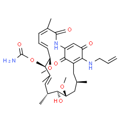 ChemSpider 2D Image | (8R,9R,12R,13S,14R,16R)-19-(Allylamino)-13-hydroxy-8,14-dimethoxy-4,10,12,16-tetramethyl-3,20,22-trioxo-2-azabicyclo[16.3.1]docosa-1(21),4,6,10,18-pentaen-9-yl carbamate | C31H43N3O8