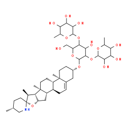 ChemSpider 2D Image | (3beta,22alpha,25R)-Spirosol-5-en-3-yl 6-deoxyhexopyranosyl-(1->2)-[6-deoxyhexopyranosyl-(1->4)]hexopyranoside | C45H73NO15