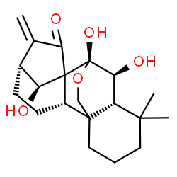 ChemSpider 2D Image | (5beta,6beta,7alpha,9beta,10xi,14S)-6,7,14-Trihydroxy-7,20-epoxykaur-16-en-15-one | C20H28O5