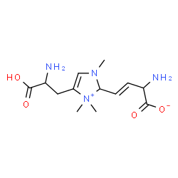 ChemSpider 2D Image | (3E)-2-Amino-4-[5-(2-amino-2-carboxyethyl)-1,1,3-trimethyl-2,3-dihydro-1H-imidazol-1-ium-2-yl]-3-butenoate | C13H22N4O4
