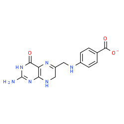 ChemSpider 2D Image | 4-{[(2-Amino-4-oxo-1,4,7,8-tetrahydro-6-pteridinyl)methyl]amino}benzoate | C14H13N6O3