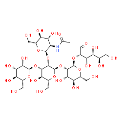 ChemSpider 2D Image | 2-Acetamido-2-deoxy-alpha-D-glucopyranosyl-(1->2)-[alpha-D-mannopyranosyl-(1->3)]-alpha-D-mannopyranosyl-(1->2)-alpha-D-mannopyranosyl-(1->2)-D-mannose | C32H55NO26