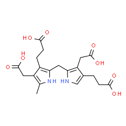 ChemSpider 2D Image | 3-[5-{[3-(2-Carboxyethyl)-4-(carboxymethyl)-5-methyl-1H-pyrrol-2-yl]methyl}-4-(carboxymethyl)-1H-pyrrol-3-yl]propanoic acid | C20H24N2O8
