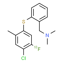 ChemSpider 2D Image | 1-(2-{[4-Chloro-5-(~18~F)fluoro-2-methylphenyl]sulfanyl}phenyl)-N,N-dimethylmethanamine | C16H17Cl18FNS