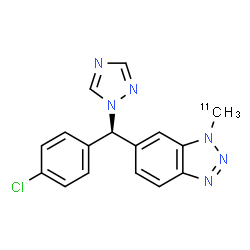 ChemSpider 2D Image | 6-[(S)-(4-Chlorophenyl)(1H-1,2,4-triazol-1-yl)methyl]-1-(~11~C)methyl-1H-benzotriazole | C1511CH13ClN6