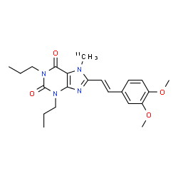ChemSpider 2D Image | 8-[(E)-2-(3,4-Dimethoxyphenyl)vinyl]-7-(~11~C)methyl-1,3-dipropyl-3,7-dihydro-1H-purine-2,6-dione | C2111CH28N4O4