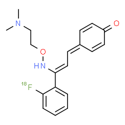 ChemSpider 2D Image | 4-{(2Z)-3-{[2-(Dimethylamino)ethoxy]amino}-3-[2-(~18~F)fluorophenyl]-2-propen-1-ylidene}-2,5-cyclohexadien-1-one | C19H2118FN2O2