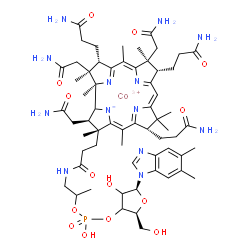 ChemSpider 2D Image | cobaltic;[(2S,5S)-5-(5,6-dimethylbenzimidazol-1-yl)-4-hydroxy-2-(hydroxymethyl)tetrahydrofuran-3-yl] [1-methyl-2-[3-[(2R,3R,4Z,7S,9Z,12S,13S,14Z,17S,18S,19R)-2,13,18-tris(2-amino-2-oxo-ethyl)-7,12,17-tris(3-amino-3-oxo-propyl)-3,5,8,8,13,15,18,19-octamethyl-2,7,12,17-tetrahydro-1H-corrin-21-id-3-yl]propanoylamino]ethyl] hydrogen phosphate | C62H89CoN13O14P
