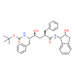 ChemSpider 2D Image | 2-Methyl-2-propanyl [(2S,3S,5R)-5-benzyl-3-hydroxy-6-{[(1S,2R)-2-hydroxy-2,3-dihydro-1H-inden-1-yl]amino}-6-oxo-1-phenyl-2-hexanyl]carbamate | C33H40N2O5