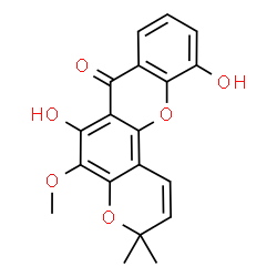 ChemSpider 2D Image | 6,11-Dihydroxy-5-methoxy-3,3-dimethyl-3H,7H-pyrano[2,3-c]xanthen-7-one | C19H16O6