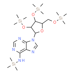 ChemSpider 2D Image | N-(Trimethylsilyl)-9-[2,3,5-tris-O-(trimethylsilyl)pentofuranosyl]-9H-purin-6-amine | C22H45N5O4Si4