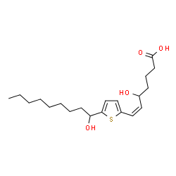 ChemSpider 2D Image | (6Z)-5-Hydroxy-7-[5-(1-hydroxynonyl)-2-thienyl]-6-heptenoic acid | C20H32O4S