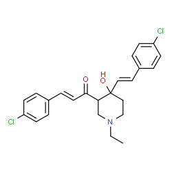 ChemSpider 2D Image | (2E)-3-(4-Chlorophenyl)-1-{4-[(E)-2-(4-chlorophenyl)vinyl]-1-ethyl-4-hydroxy-3-piperidinyl}-2-propen-1-one | C24H25Cl2NO2