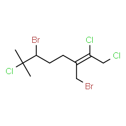 ChemSpider 2D Image | (2E)-6-Bromo-3-(bromomethyl)-1,2,7-trichloro-7-methyl-2-octene | C10H15Br2Cl3