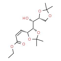ChemSpider 2D Image | Ethyl (2Z)-3-{(4R,5S)-5-[(R)-[(4R)-2,2-dimethyl-1,3-dioxolan-4-yl](hydroxy)methyl]-2,2-dimethyl-1,3-dioxolan-4-yl}acrylate | C16H26O7