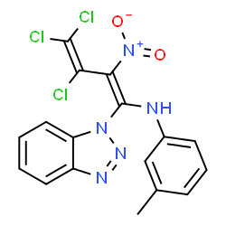 ChemSpider 2D Image | N-[(1E)-1-(1H-Benzotriazol-1-yl)-3,4,4-trichloro-2-nitro-1,3-butadien-1-yl]-3-methylaniline | C17H12Cl3N5O2