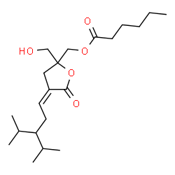 ChemSpider 2D Image | [(4Z)-2-(Hydroxymethyl)-4-(3-isopropyl-4-methylpentylidene)-5-oxotetrahydro-2-furanyl]methyl hexanoate | C21H36O5