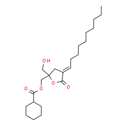 ChemSpider 2D Image | [(4E)-4-Decylidene-2-(hydroxymethyl)-5-oxotetrahydro-2-furanyl]methyl cyclohexanecarboxylate | C23H38O5