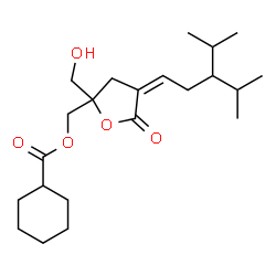 ChemSpider 2D Image | [(4Z)-2-(Hydroxymethyl)-4-(3-isopropyl-4-methylpentylidene)-5-oxotetrahydro-2-furanyl]methyl cyclohexanecarboxylate | C22H36O5