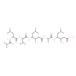 ChemSpider 2D Image | N-Isobutyrylleucyl-N-[1-({1-[(1-carboxy-2-hydroxy-5-methyl-3-hexanyl)amino]-1-oxo-2-propanyl}amino)-3-hydroxy-6-methyl-1-oxo-4-heptanyl]valinamide | C34H63N5O9