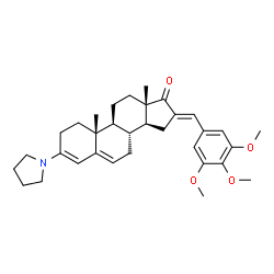 ChemSpider 2D Image | (16E)-3-(1-Pyrrolidinyl)-16-(3,4,5-trimethoxybenzylidene)androsta-3,5-dien-17-one | C33H43NO4