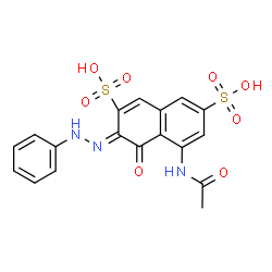 ChemSpider 2D Image | (3Z)-5-Acetamido-4-oxo-3-(phenylhydrazono)-3,4-dihydro-2,7-naphthalenedisulfonic acid | C18H15N3O8S2