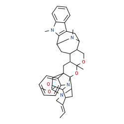 ChemSpider 2D Image | Methyl (27Z)-27-ethylidene-8,21,40-trimethyl-20,22-dioxa-8,25,30,40-tetraazaundecacyclo[23.11.2.1~6,17~.1~24,28~.0~1,23~.0~3,21~.0~4,18~.0~7,15~.0~9,14~.0~23,30~.0~31,36~]tetraconta-7(15),9,11,13,31,3
3,35-heptaene-29-carboxylate | C41H48N4O4