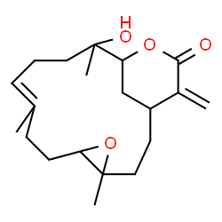 ChemSpider 2D Image | 13-Hydroxy-4,9,13-trimethyl-17-methylene-5,15-dioxatricyclo[12.3.1.0~4,6~]octadec-9-en-16-one | C20H30O4