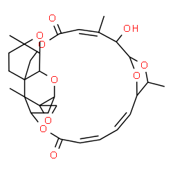 ChemSpider 2D Image | (13Z,20Z,22Z)-15-Hydroxy-6,14,18,27-tetramethyl-12H,24H-spiro[2,5,11,17,25,30-hexaoxahexacyclo[24.2.1.1~16,19~.0~3,9~.0~4,6~.0~9,27~]triaconta-13,20,22-triene-28,2'-oxirane]-12,24-dione | C29H36O10